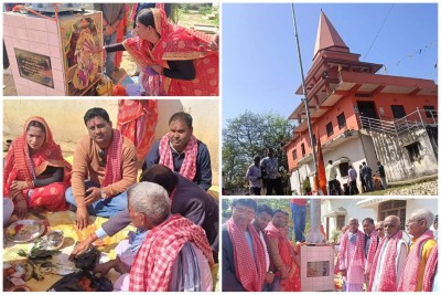 पोखरिया नगरपालिकाका उपमेयर ठाकुरद्वारा बिशाल हनुमान मन्दिरमा १०१ फिटको झण्डा निर्माण